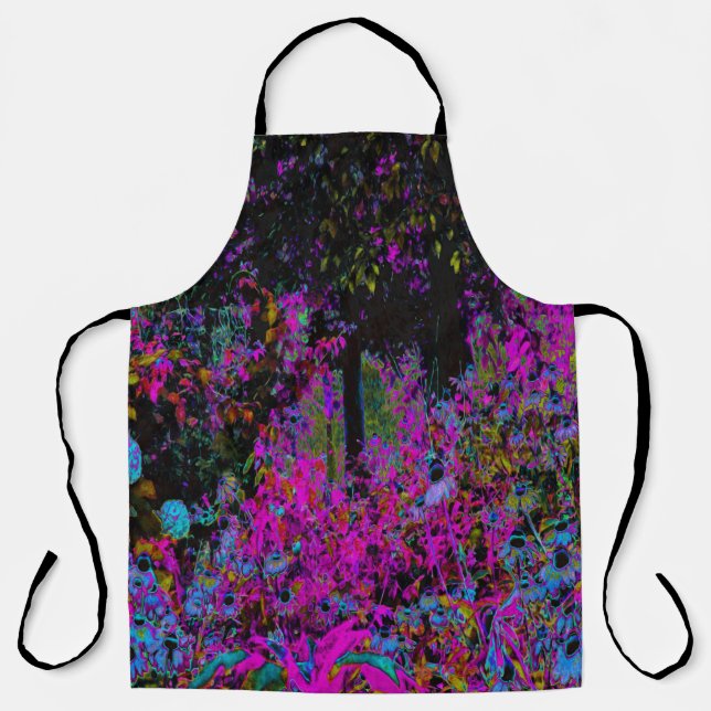 Psychedelisch Hot Pink und Black Garden Sunrise Schürze (Vorderseite)
