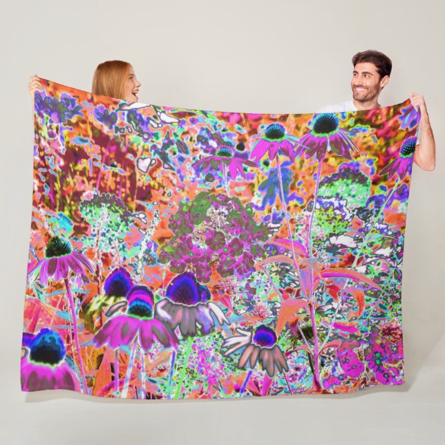 Psychedelisch Hot Pink und Linse Green Garden Blum Fleecedecke (Beispiel)