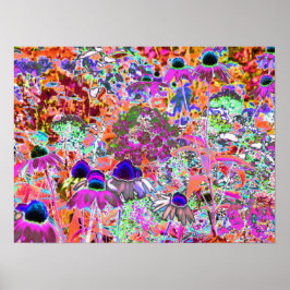 Psychedelisch Hot Pink und Linse Green Garden Blum Poster