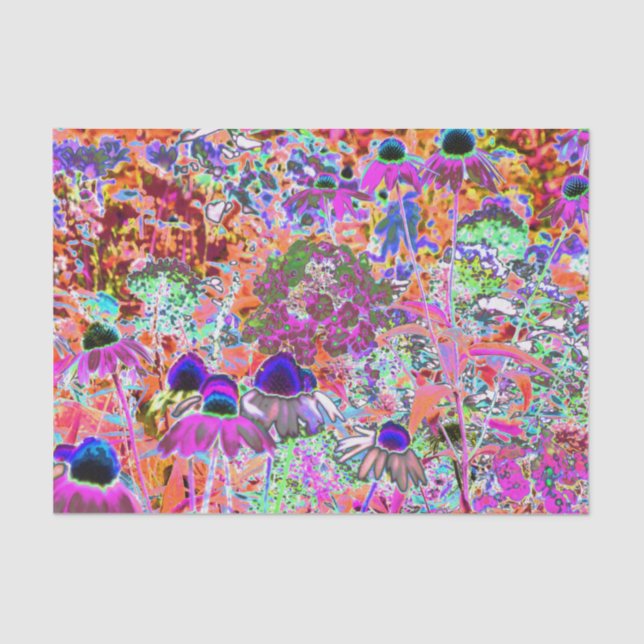 Psychedelisch Hot Pink und Linse Green Garden Blum Seidenpapier (Vorderseite)