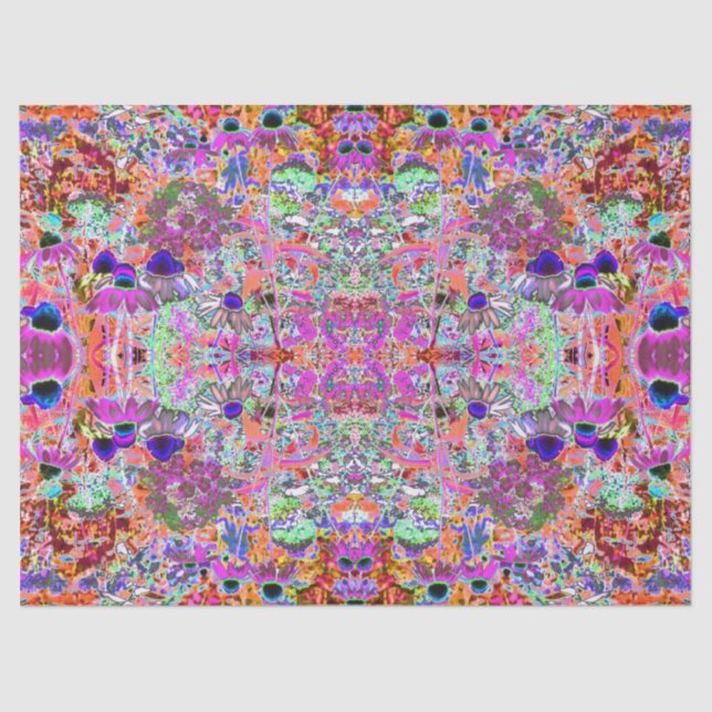 Psychedelisch Hot Pink und Linse Green Garden Blum Seidenpapier (Vorderseite)