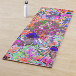Psychedelisch Hot Pink und Linse Green Garden Blum Yogamatte