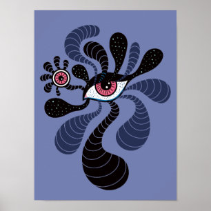 Psychedelisch Hypnotic Art Creepy Double Pink Eye Poster