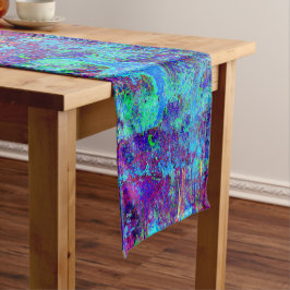 Psychedelisch Impressionistisch Blauer Garten Land Kurzer Tischläufer