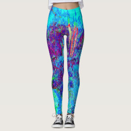 Psychedelisch Impressionistisch Blauer Garten Land Leggings