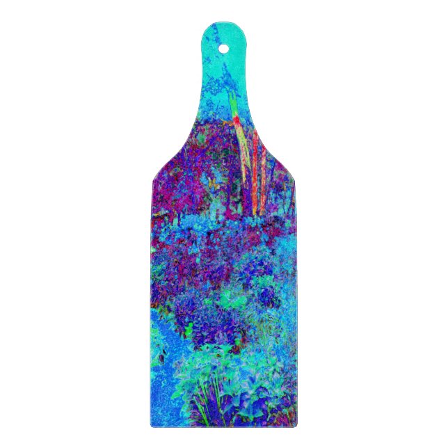 Psychedelisch Impressionistisch Blauer Garten Land Schneidebrett (Vorderseite)