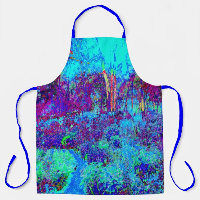 Psychedelisch Impressionistisch Blauer Garten Land Schürze (Vorderseite)