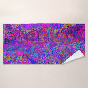Psychedelisch Impressionistisch Lila Landschaft Badehandtuch