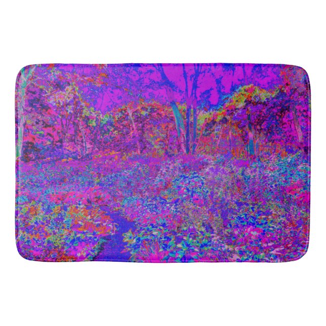 Psychedelisch Impressionistisch Lila Landschaft Badematte (Vorderseite)