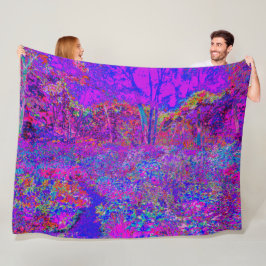Psychedelisch Impressionistisch Lila Landschaft Fleecedecke