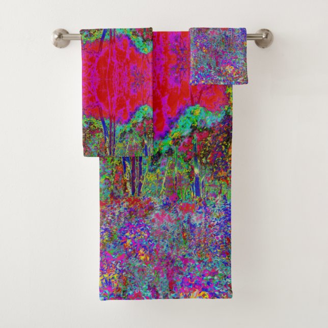 Psychedelisch-Impressionistische Gartenlandschaft Badhandtuch Set (Insitu)
