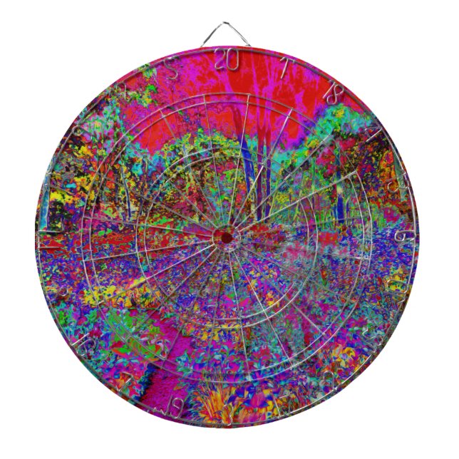 Psychedelisch-Impressionistische Gartenlandschaft Dartscheibe (vorne)