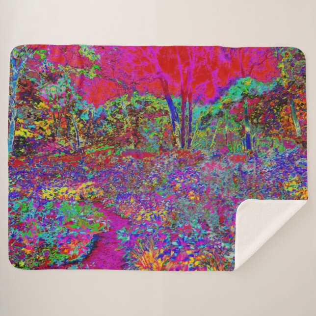 Psychedelisch-Impressionistische Gartenlandschaft Sherpadecke (Vorderseite (Horizontal))