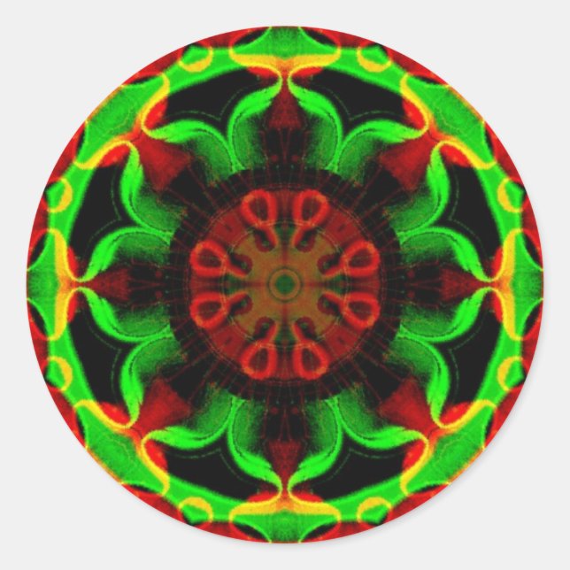 Psychedelisch Kaleidoscope Mandala Runder Aufkleber (Vorderseite)