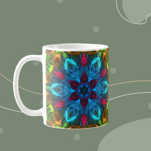 Psychedelisch Kaleidoskop Blau Rosa und Grün Kaffeetasse