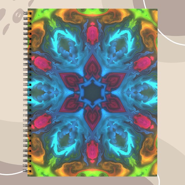 Psychedelisch Kaleidoskop Blau Rosa und Grün Notizbuch (Von Creator hochgeladen)