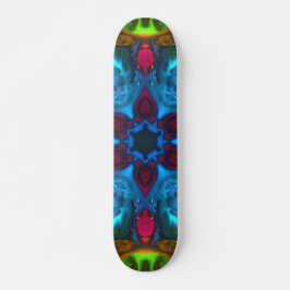 Psychedelisch Kaleidoskop Blau Rosa und Grün Skateboard