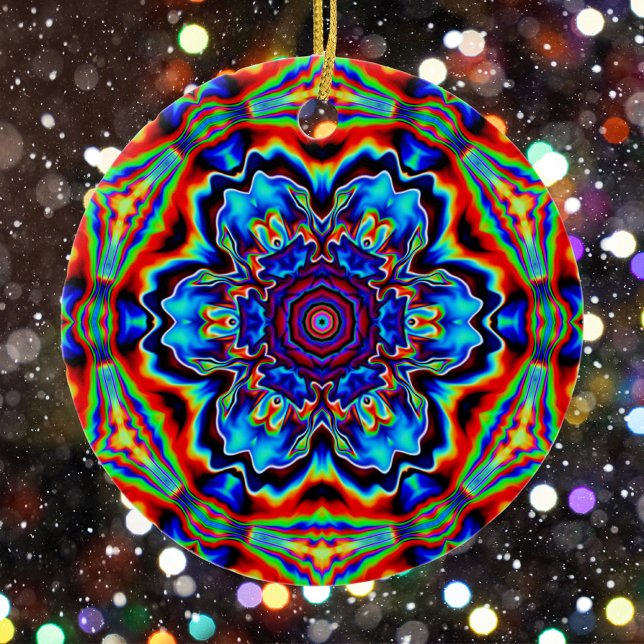 Psychedelisch Kaleidoskop Blau Rot und Grün Keramik Ornament (Von Creator hochgeladen)