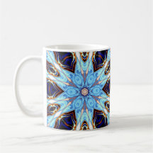 Psychedelisch Kaleidoskop Blume Blau und Orange
