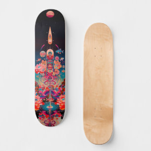 Psychedelisch kosmisch blühende Trip Skateboard