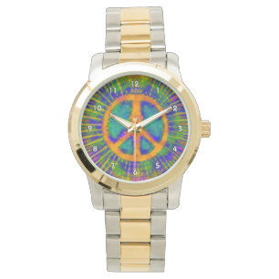 Psychedelisch Krawatte Dye Peace Sign Fine Art Armbanduhr