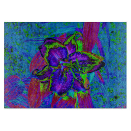 Psychedelisch Lila und Limettengrüne Lily-Blume Schneidebrett