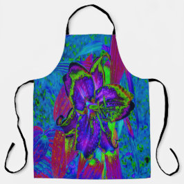 Psychedelisch Lila und Limettengrüne Lily-Blume Schürze