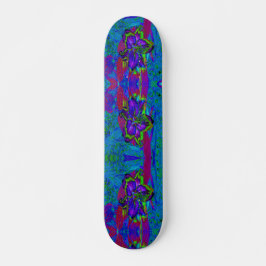 Psychedelisch Lila und Limettengrüne Lily-Blume Skateboard