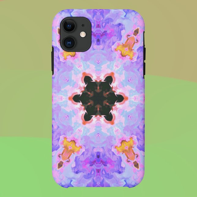 Psychedelisch Mandala Blume Blau Rosa und Gelb Case-Mate iPhone Hülle (Von Creator hochgeladen)