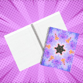 Psychedelisch Mandala Blume Blau Rosa und Gelb Notizbuch