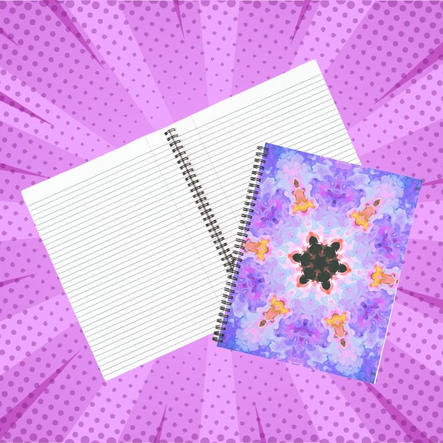 Psychedelisch Mandala Blume Blau Rosa und Gelb Notizbuch (Von Creator hochgeladen)