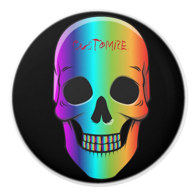 Psychedelisch Mensch Schädel Thunder_Cove Keramikknauf (Vorderseite)