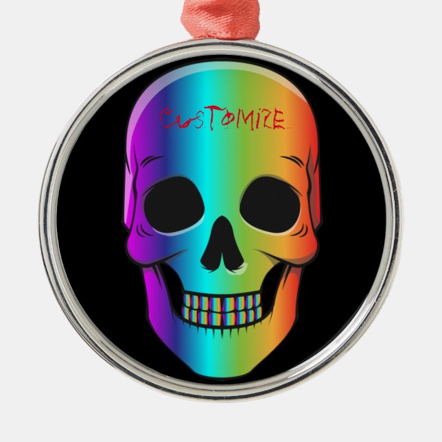Psychedelisch Mensch Schädel Thunder_Cove Ornament Aus Metall (Vorne)