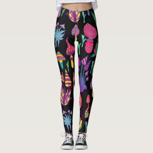 Psychedelisch Mushrooms Rainbow Colors Pattern Leggings