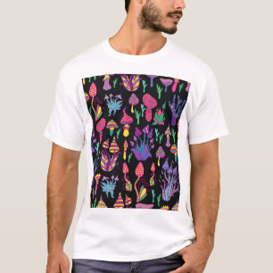 Psychedelisch Mushrooms Rainbow Colors Pattern T-Shirt