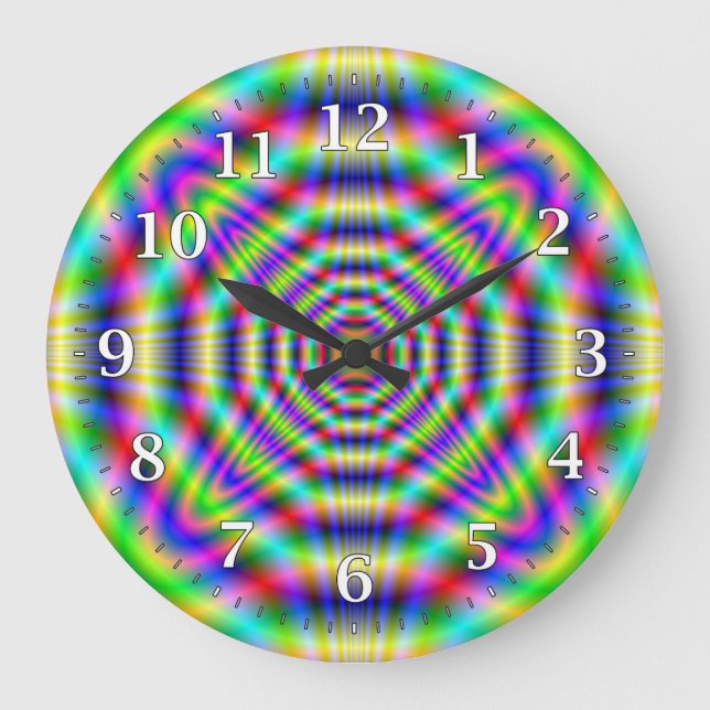 Psychedelisch Neon Decorative Wall Clock Große Wanduhr (Vorderseite)