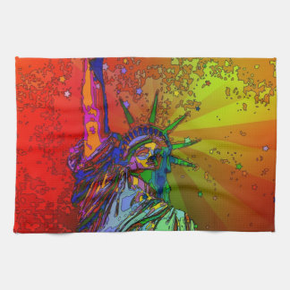 Psychedelisch NYC Rainbow Color Statue of Liberty  Geschirrtuch