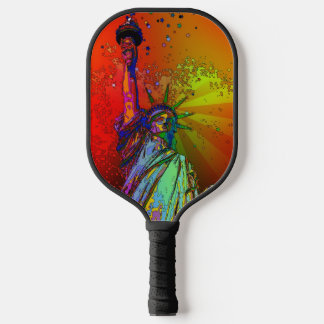 Psychedelisch NYC Rainbow Color Statue of Liberty Pickleball Schläger