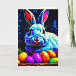 Psychedelisch Osterhase mit Eiern Feiertagskarte