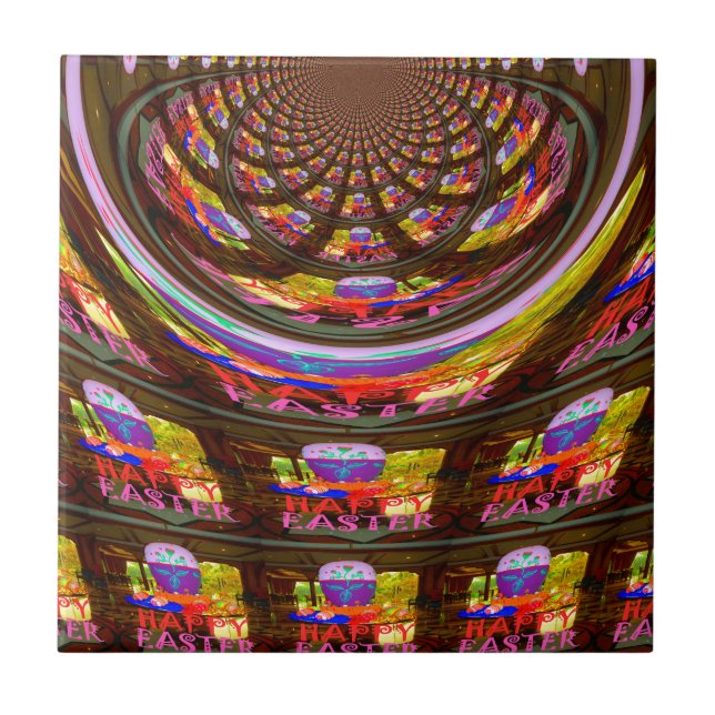 Psychedelisch Osterkaleidoskop Art Print Fliese (Vorderseite)