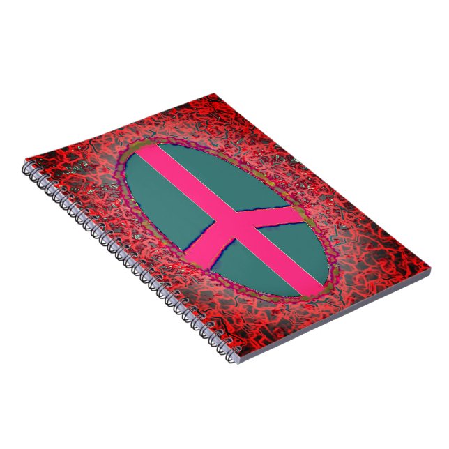 Psychedelisch Pink Peace Sign Notebook Notizblock (Rechte Seite)