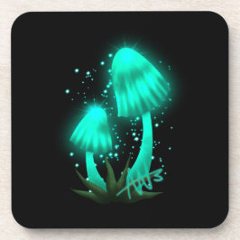 Psychedelisch Pixie Cap Glows Cyan Mushroom Getränkeuntersetzer