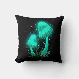 Psychedelisch Pixie Cap Glows Cyan Mushroom Kissen