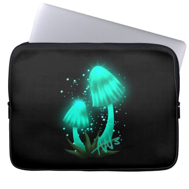 Psychedelisch Pixie Cap Glows Cyan Mushroom Laptopschutzhülle (Vorderseite)