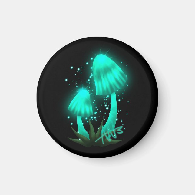 Psychedelisch Pixie Cap Glows Cyan Mushroom Magnet (Vorne)