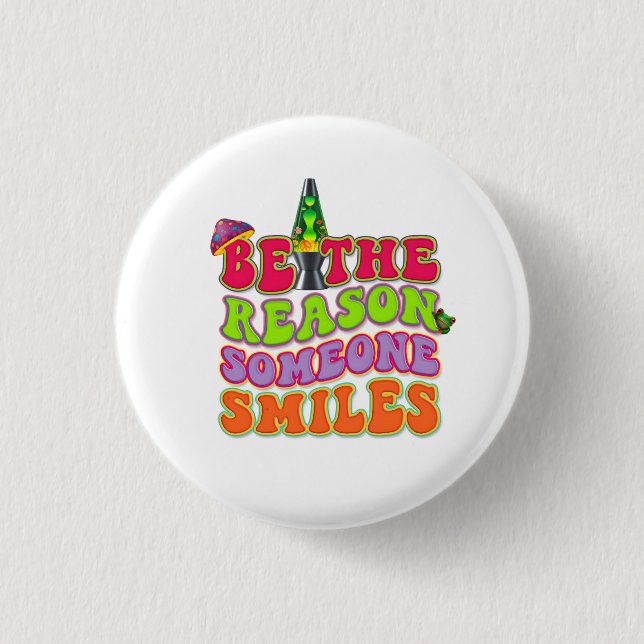 PSYCHEDELISCH POSITIVER LAVALAMPEN-HIPPIE-PILZ BUTTON (Vorderseite)