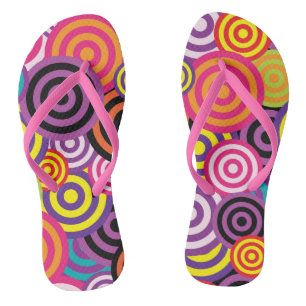 Psychedelisch Retro 60er Spirals Circles Design Flip Flops