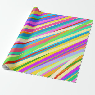 Psychedelisch Retro Candy Rainbow Strippenmuster  Geschenkpapier