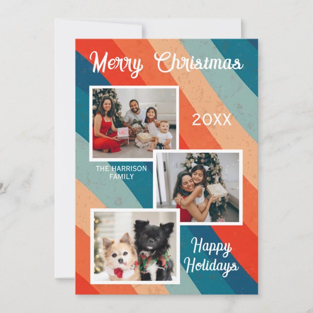 Psychedelisch Retro Groovy Wave Fotos Weihnachten (Vorderseite)