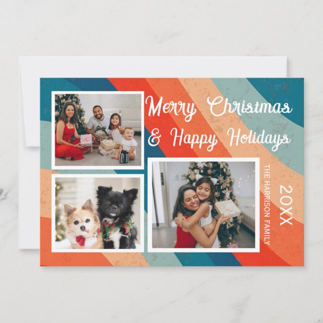 Psychedelisch Retro Wave Drei Fotos Weihnachten (Vorderseite)